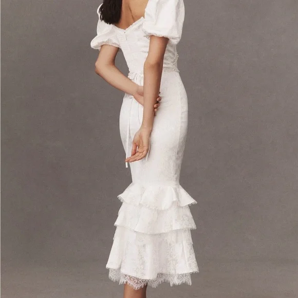 V. Chapman White Ruffled Midi Dress - Picture 2 of 4